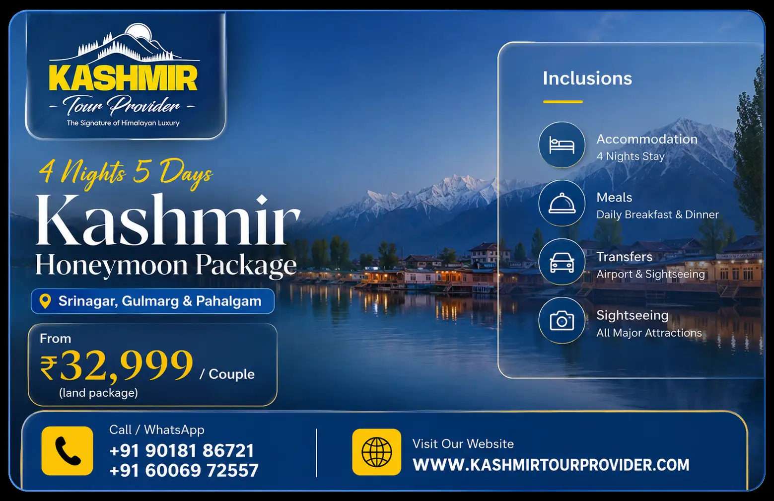 4 Nights 5 Days Kashmir Honeymoon Package from Delhi