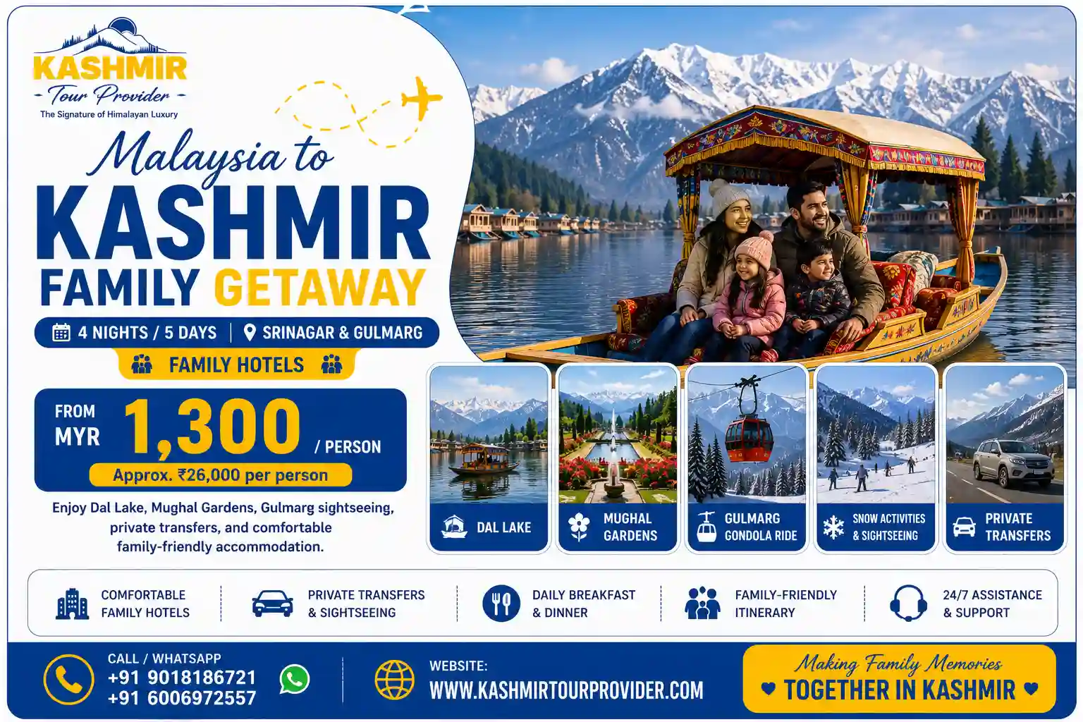 4 Nights 5 Days Kashmir Family Tour Package from Malaysia