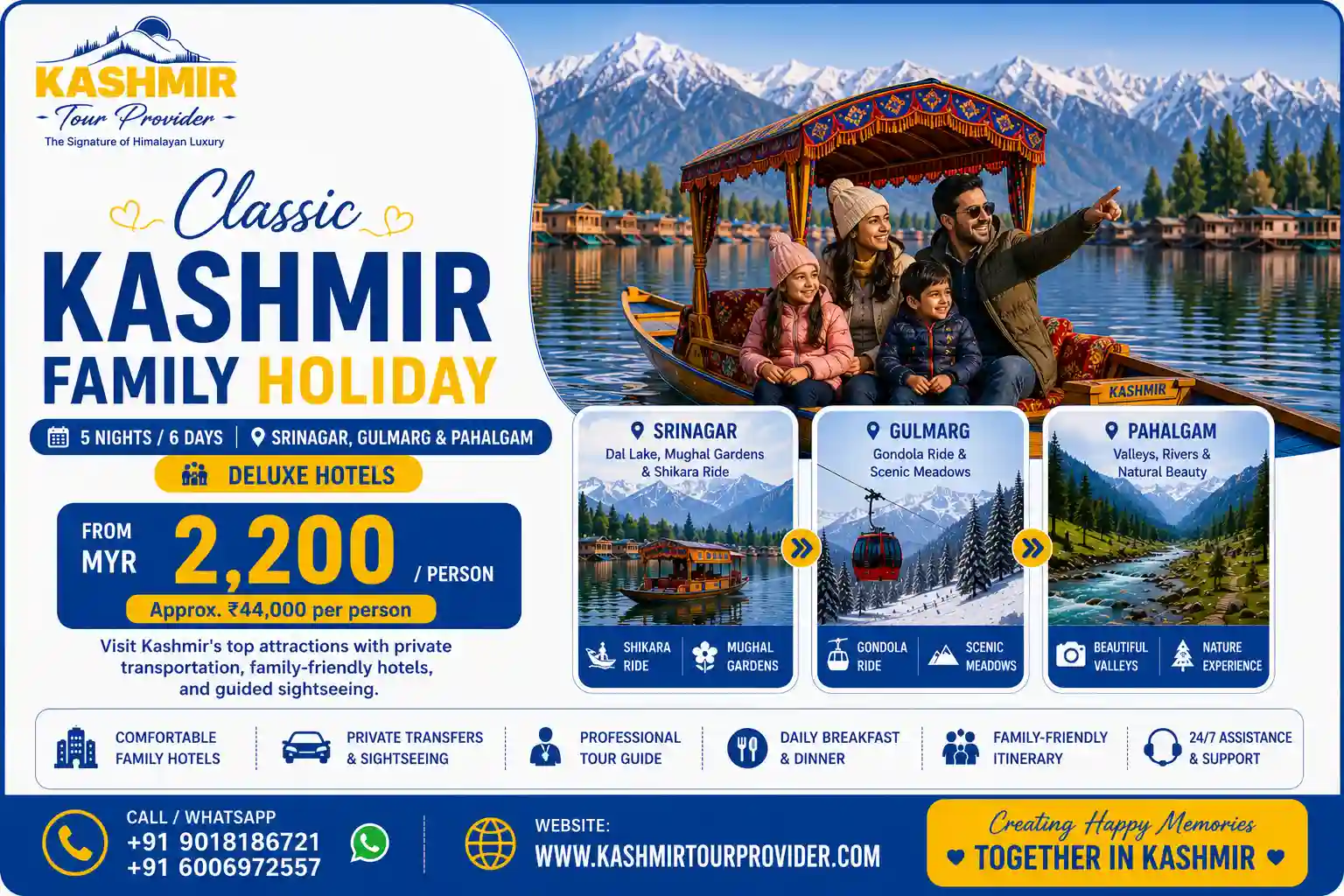 5 Nights 6 Days Kashmir Family Holiday from Malaysia