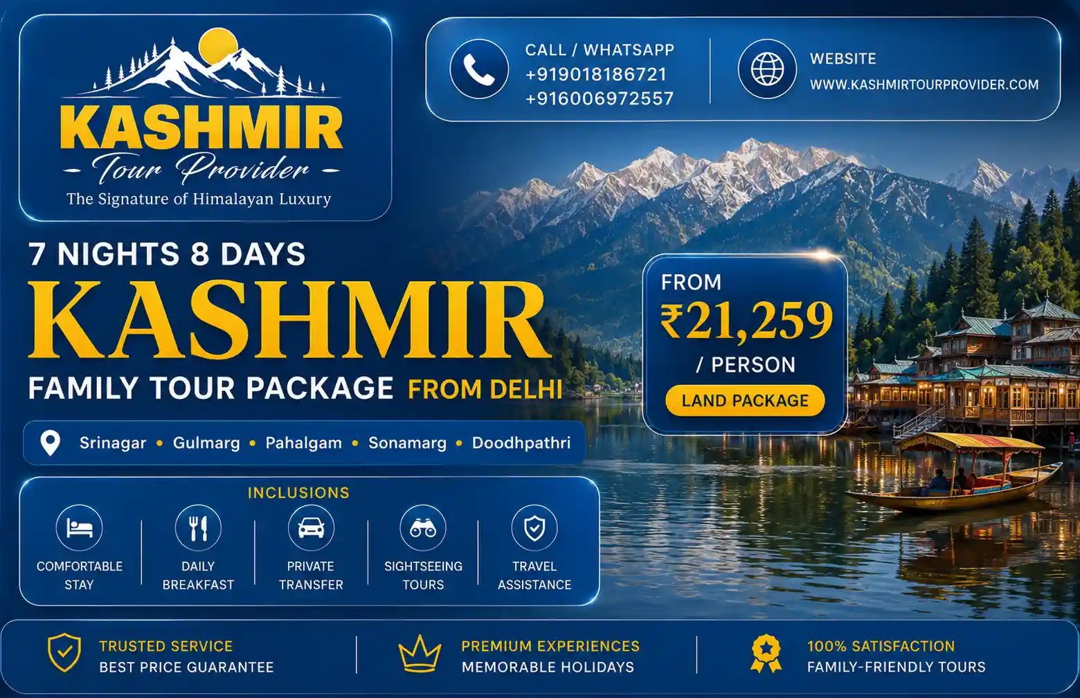 7 Nights 8 Days Kashmir Family Tour Package from Delhi