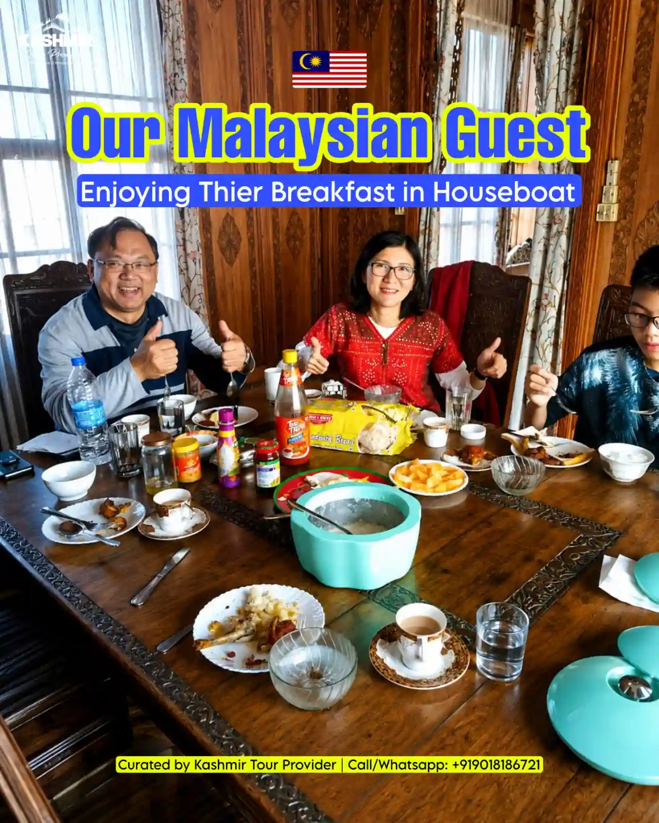 Our Malaysian guest having breakfast in Gulmarg