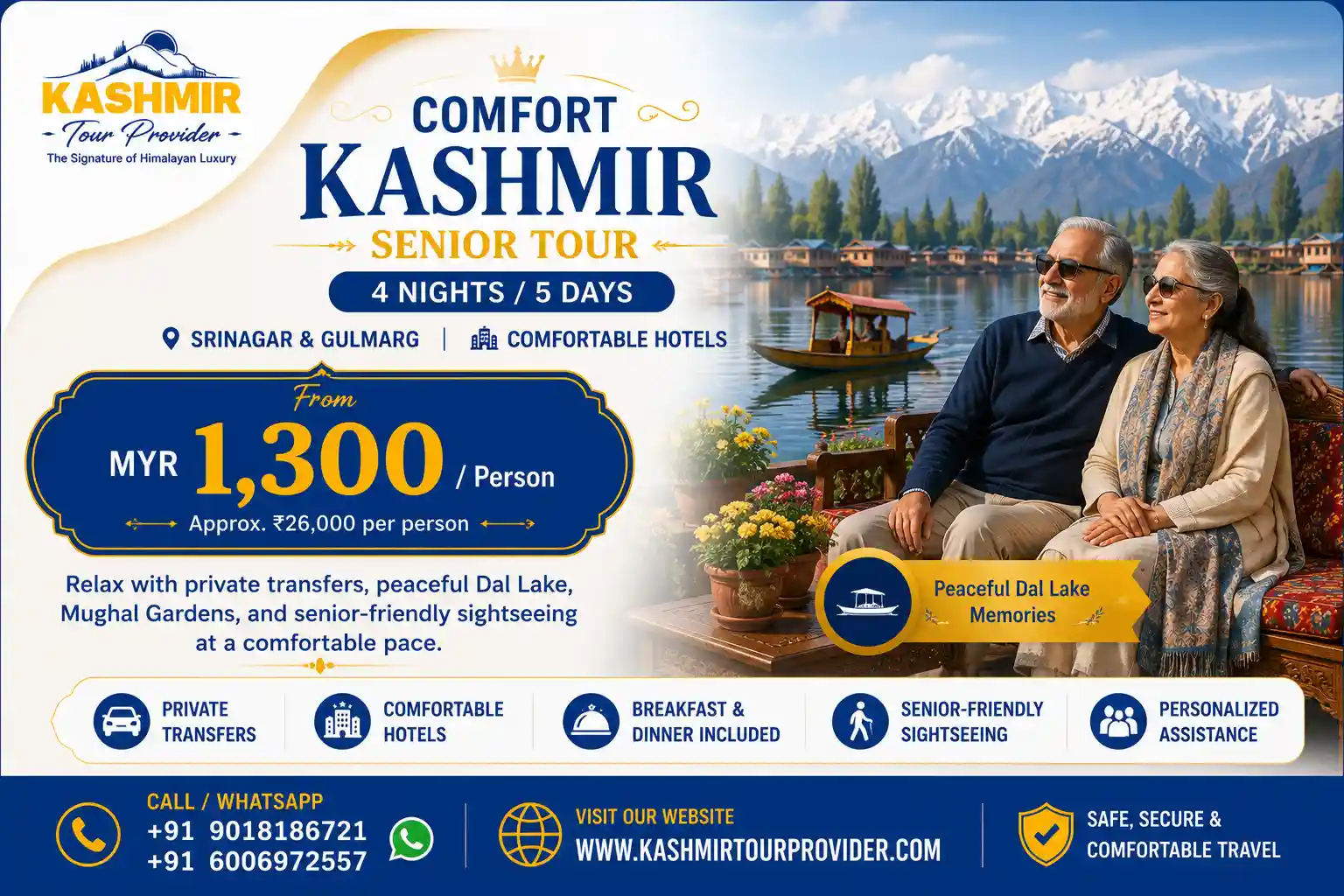 4 Nights 5 Days Kashmir Senior Citizen Tour Package from Malaysia