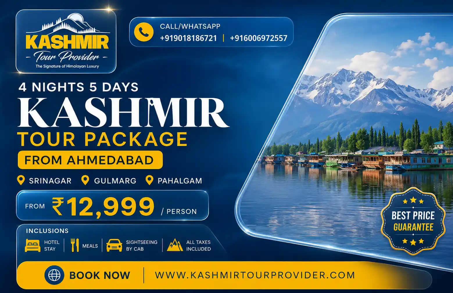 Kashmir Tour Package from Gujarat - 4 Nights 5 Days | Srinagar, Gulmarg & Pahalgam