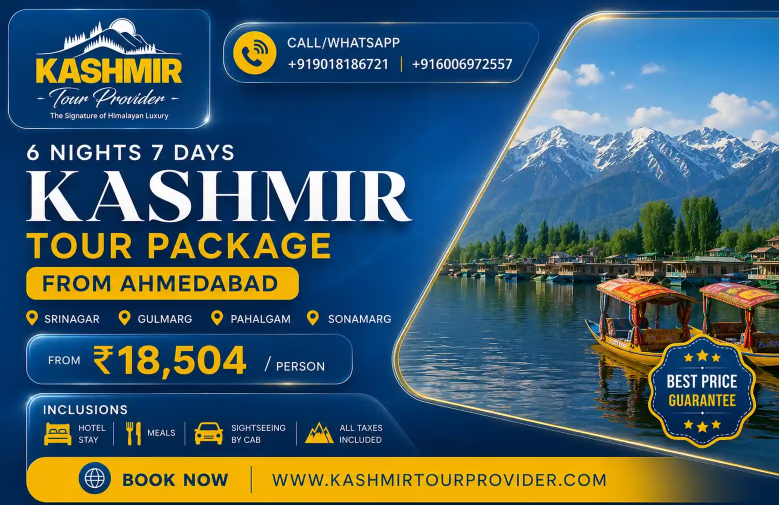Kashmir Tour Package from Gujarat - 6 Nights 7 Days | Srinagar, Gulmarg, Pahalgam & Sonamarg