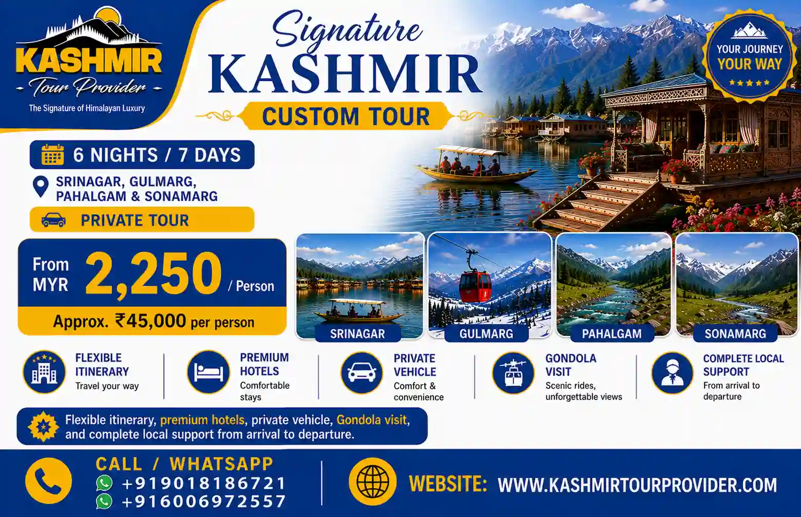 6 Nights 7 Days Kashmir Custom Private Tour from Malaysia