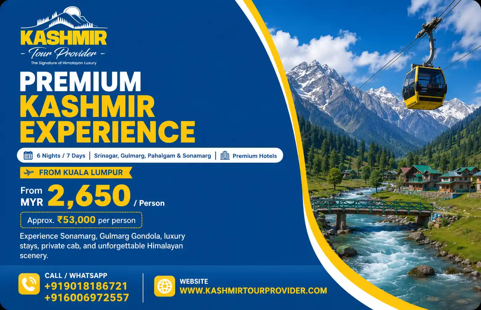 6 Nights 7 Days Premium Kashmir Tour from Kuala Lumpur