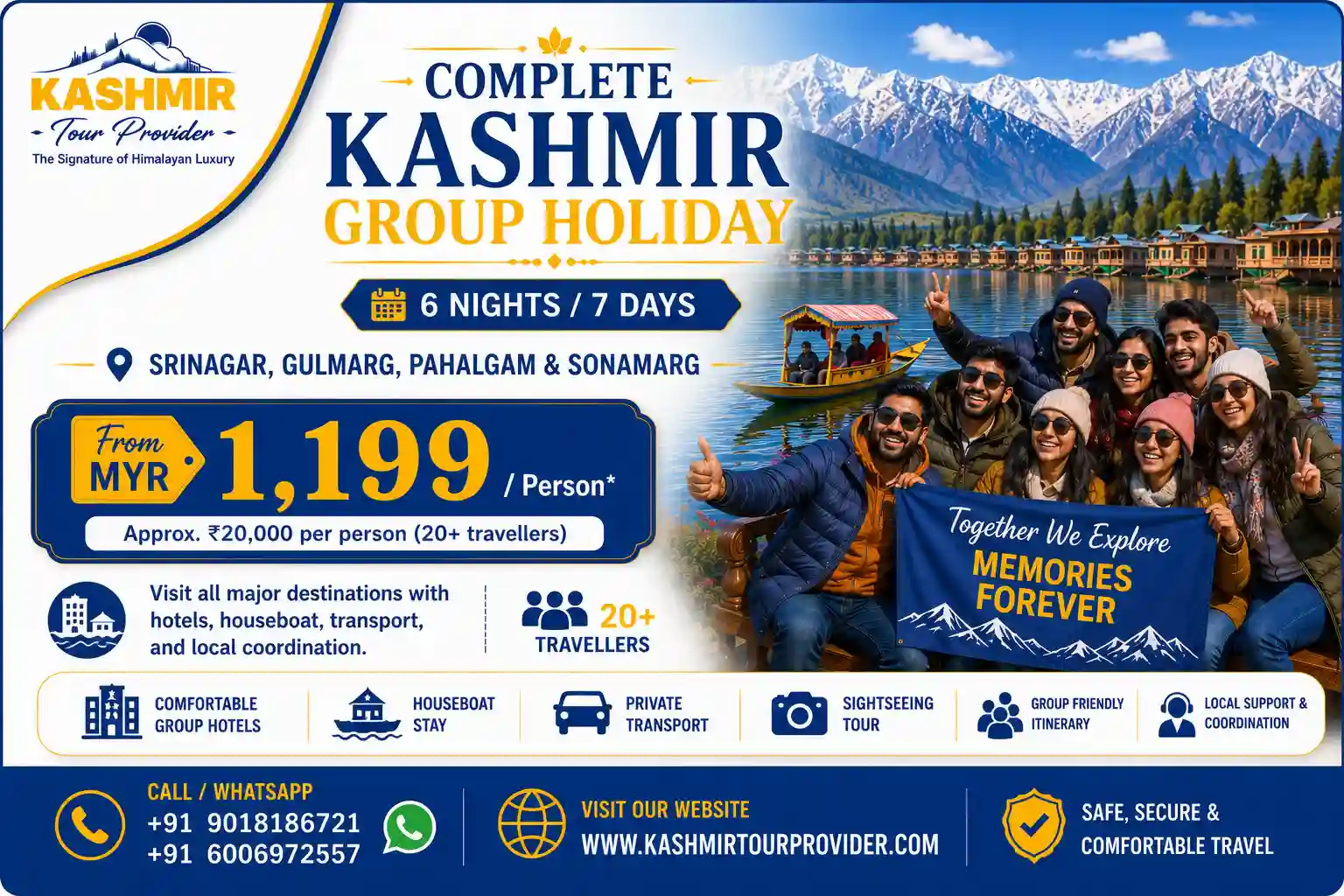 6 Nights 7 Days Kashmir Group Holiday from Malaysia