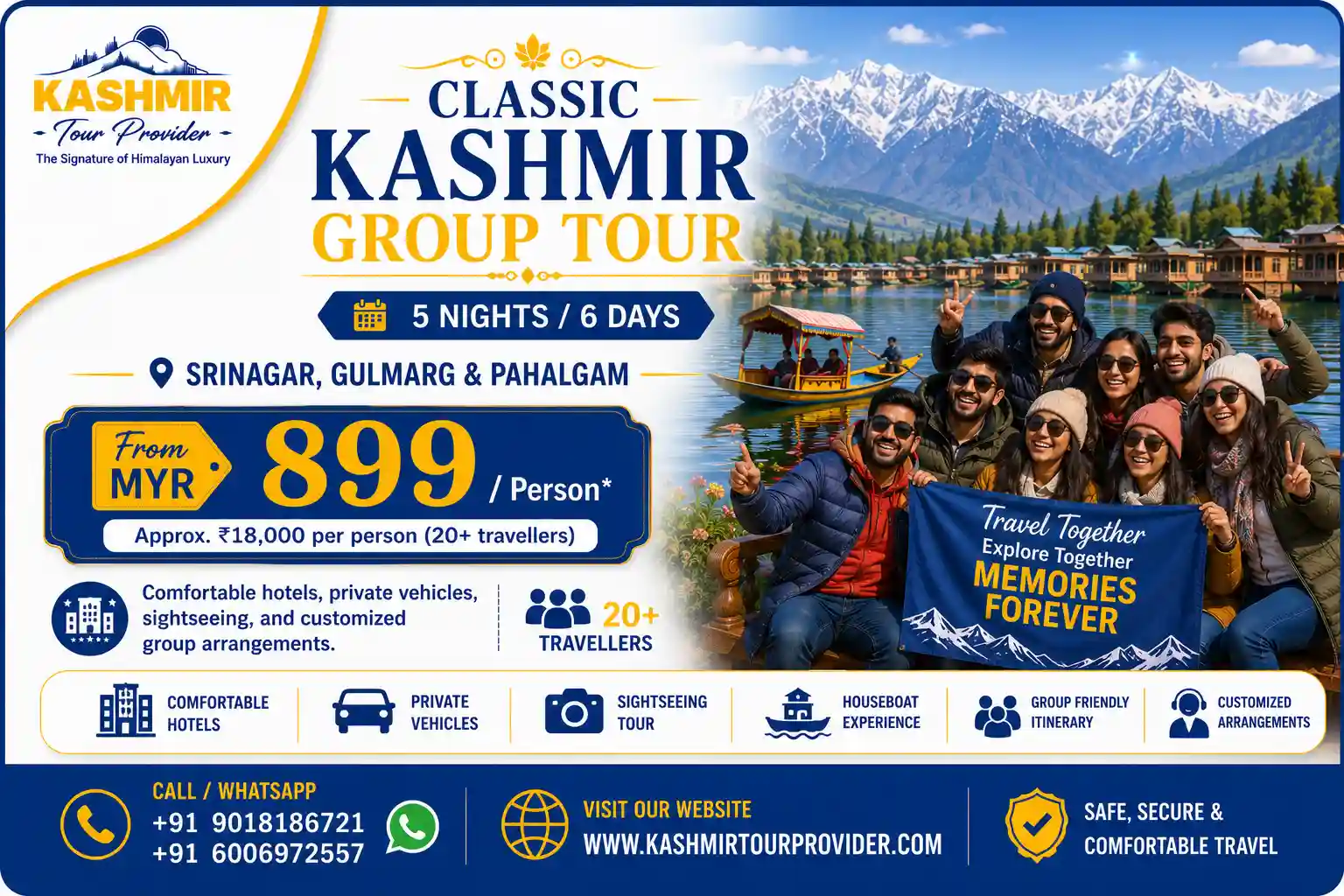 5 Nights 6 Days Kashmir Group Tour from Malaysia