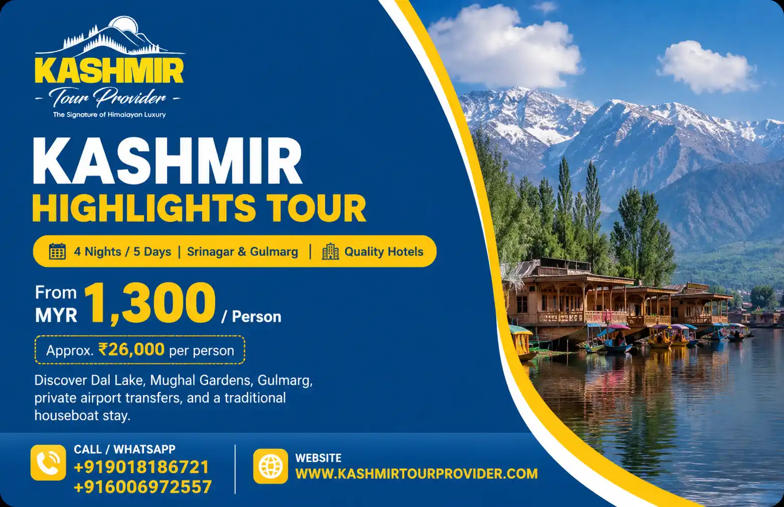 4 Nights 5 Days Kashmir Tour Package from Kuala Lumpur