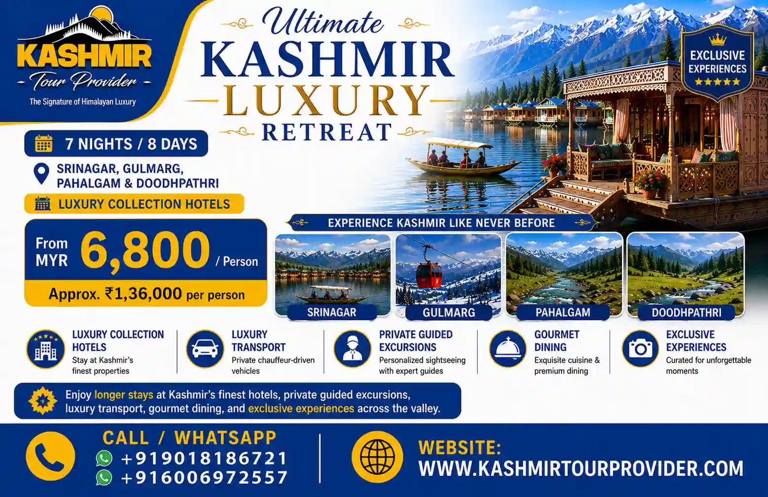 7 Nights 8 Days Luxury Kashmir Holiday from Malaysia