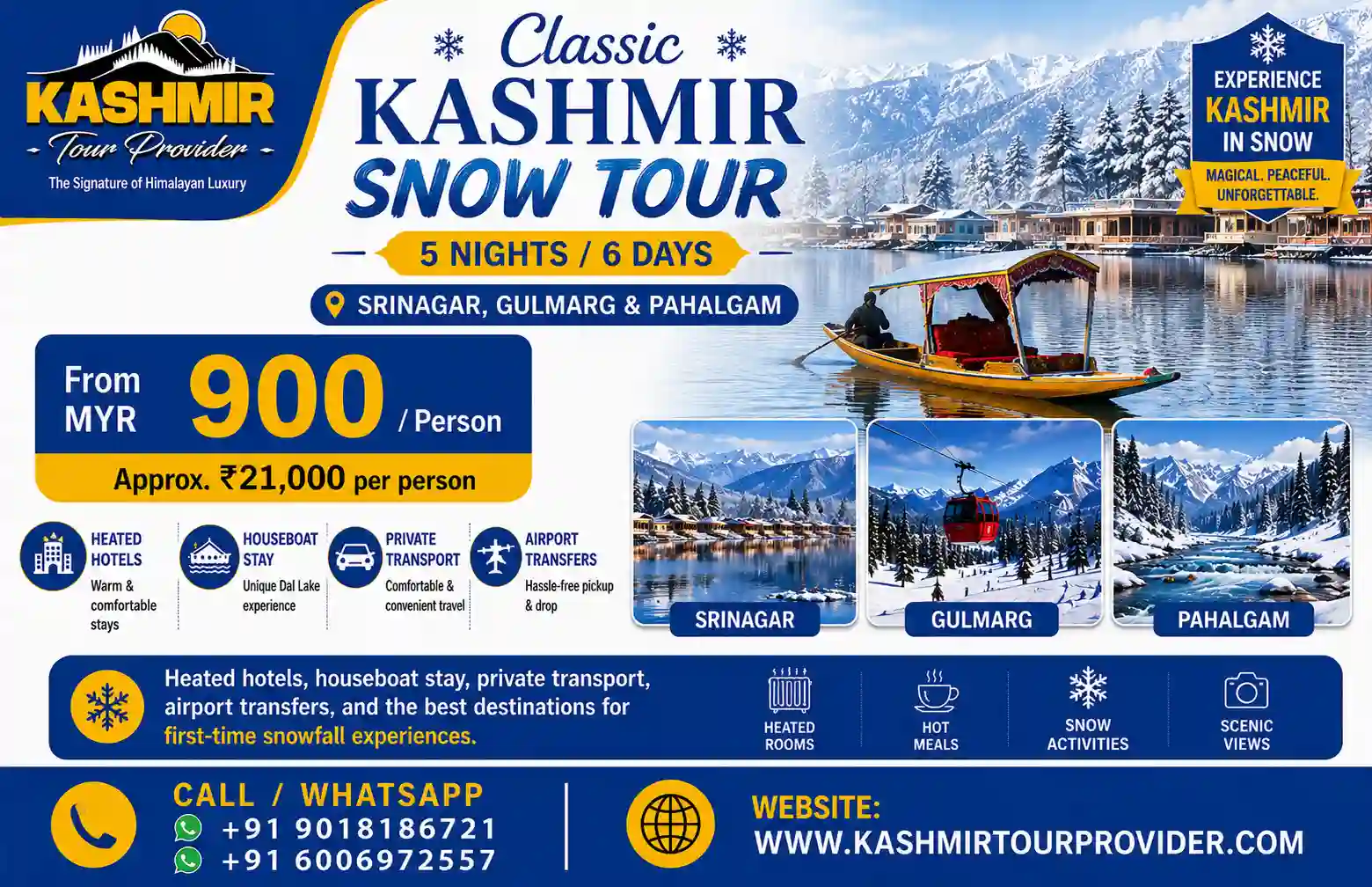 5 Nights 6 Days Malaysia to Kashmir Snow Tour Package