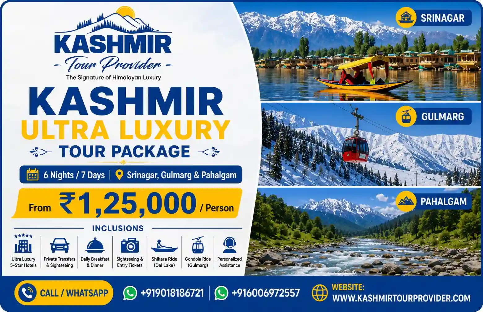Kashmir Ultra Luxury Tour Package - 6 Nights 7 Days | Srinagar, Gulmarg & Pahalgam
