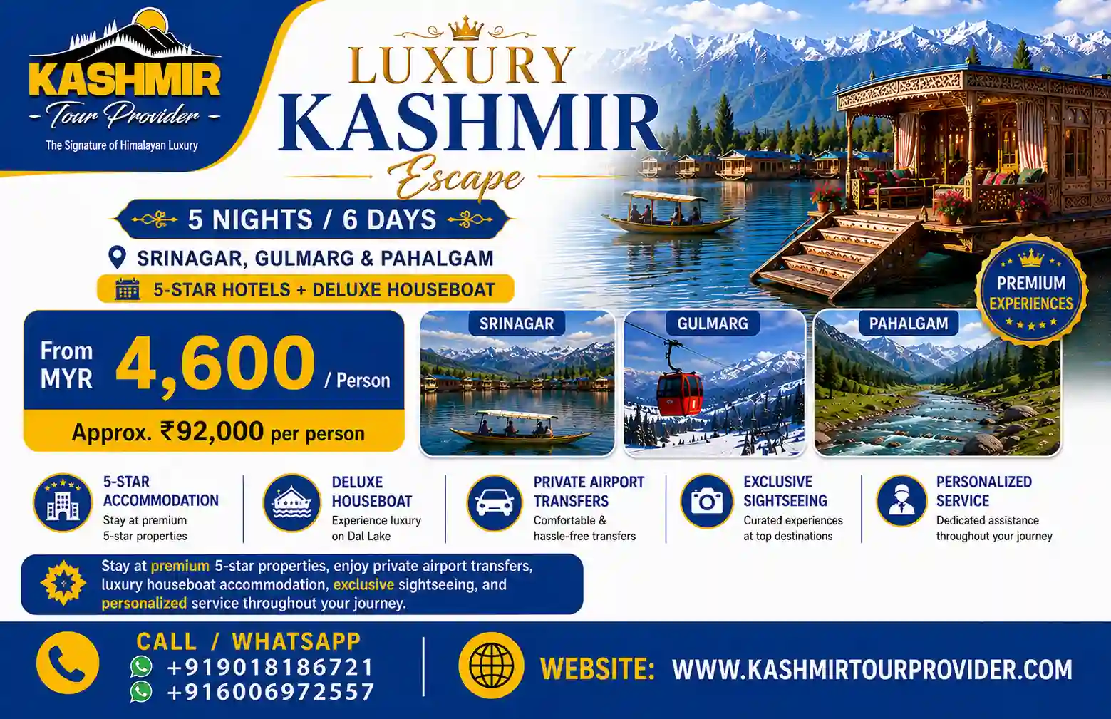 5 Nights 6 Days Luxury Kashmir Tour from Malaysia