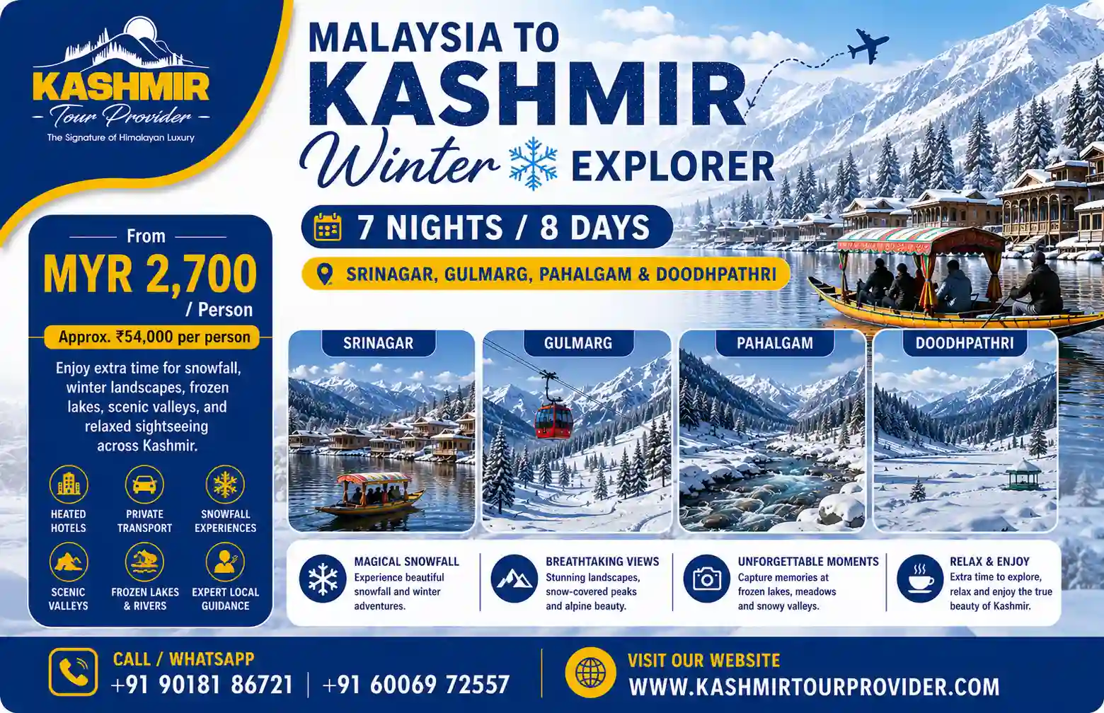 7 Nights 8 Days Kashmir Winter Explorer Package from Malaysia