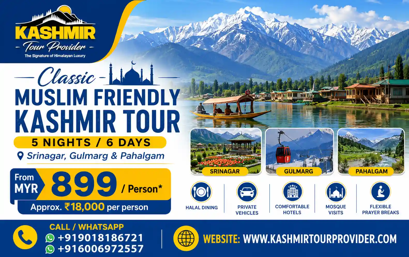 5 Nights 6 Days Kashmir Muslim Friendly Tour from Malaysia