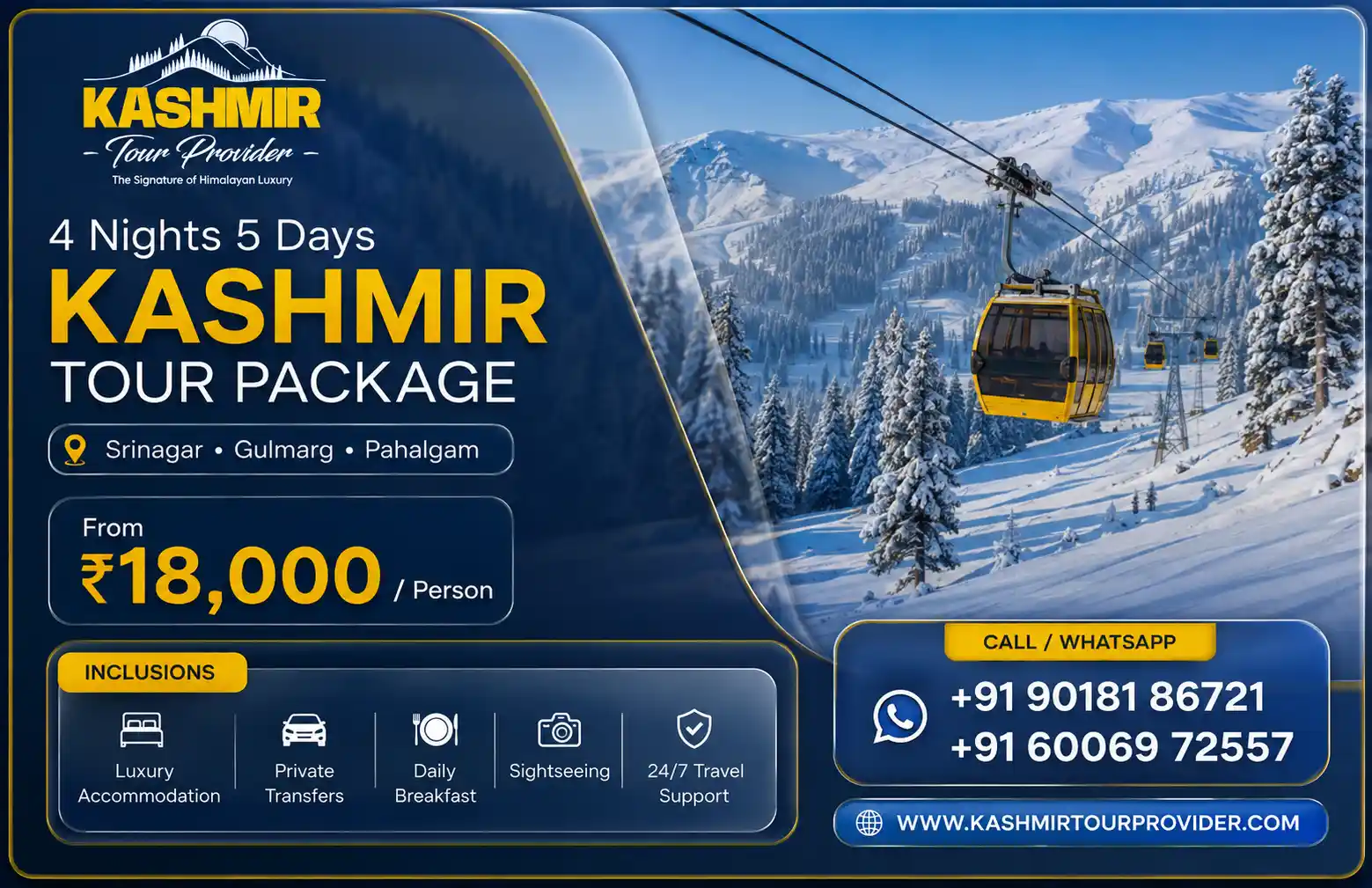 Kashmir Tour Package from Singapore - 4 Nights 5 Days | Srinagar, Gulmarg & Pahalgam